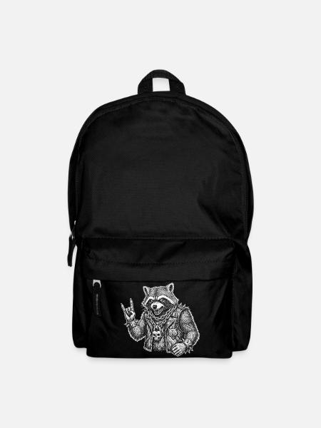 Drôle de musique rock de raton laveur rétro - Sac à dos - noir