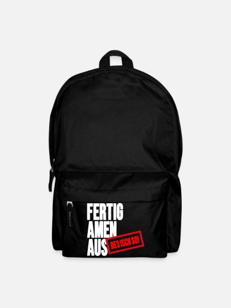Großbuchstaben Stempelbanner - Fertig Amen Aus - Rucksack - Schwarz