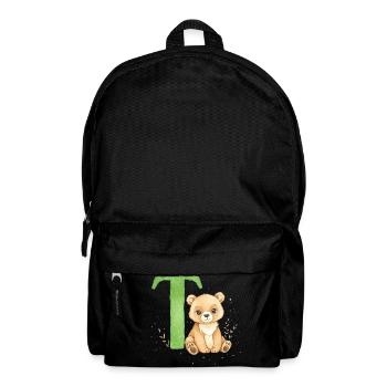 Ours en peluche avec la lettre verte T - Sac à dos - noir - Devant