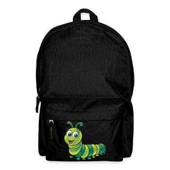 Illustration joyeuse de la chenille verte en dessin animé - Sac à dos - noir - Devant