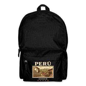 Peru Cusco Vintage Reisemarke - Rucksack - Schwarz - Vorne
