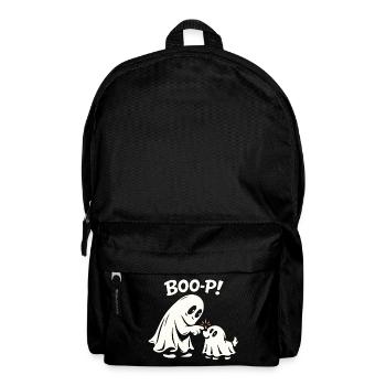 Boo-P - Süßer Halloween Geist mit Hund - Rucksack - Schwarz - Vorne