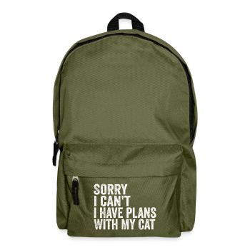 Sorry I can't I have plans with my cat - Backpack - olive green - Front