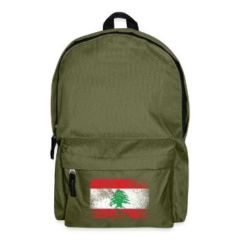 Drapeau du Liban - Vintage Grunge - Sac à dos - vert olive - Devant