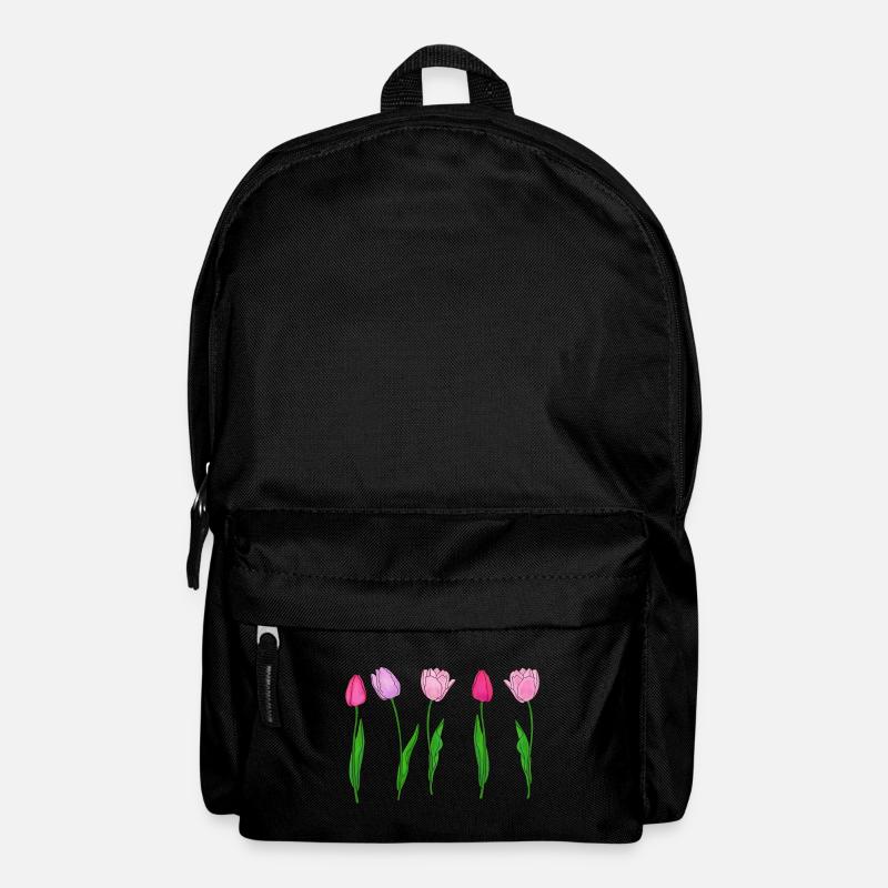 Pink Tulips, Spring - Backpack - black