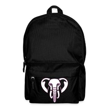 Elephant Majesty: elephant's head print, pink - Backpack - black - Front
