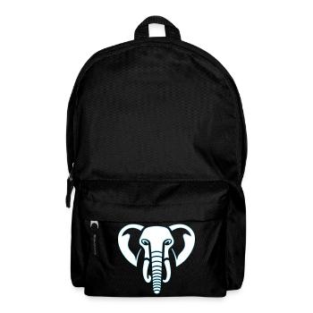Elephant Majesty: elephant's head print, blue. - Backpack - black - Front