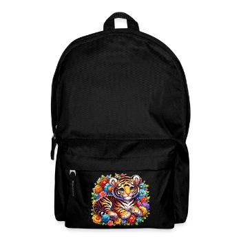 Tiger im Blumenbeet - Rucksack - Schwarz - Vorne