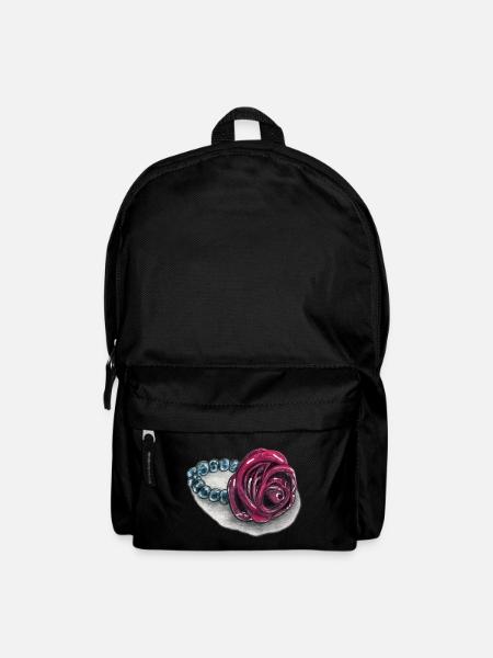 Rose heart with pearls - Backpack - black