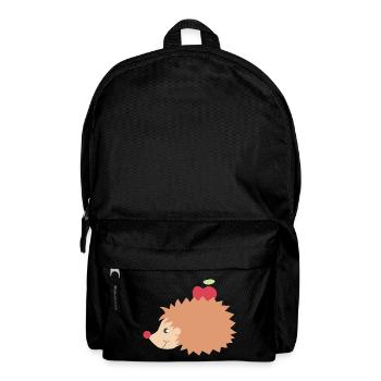 Igel mit Apfel - Rucksack - Schwarz - Vorne
