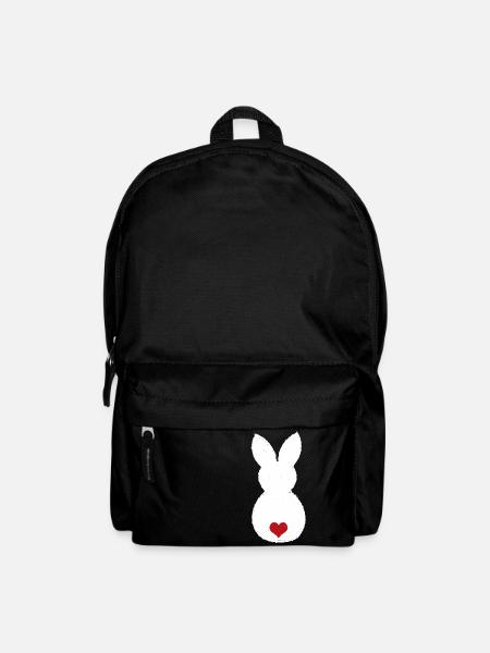 Hase mit Puschel-Herz / Ostern Häschen Osterhase - Rucksack - Schwarz