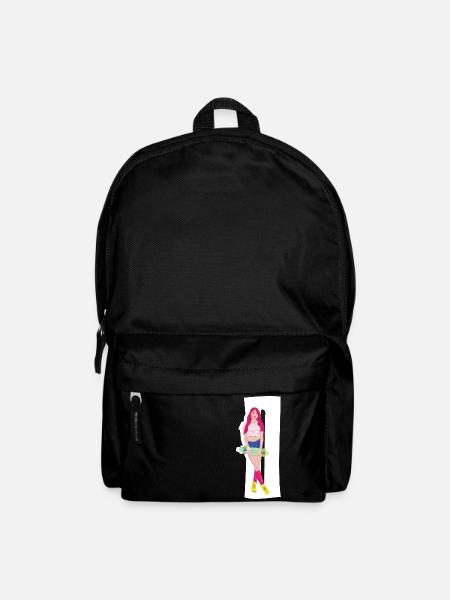 Red-haired skater with skateboard - Backpack - black