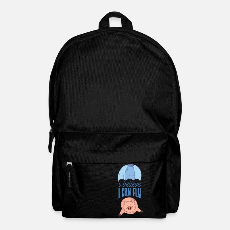 Pig with parachute | I believe i can fly. - Backpack - black