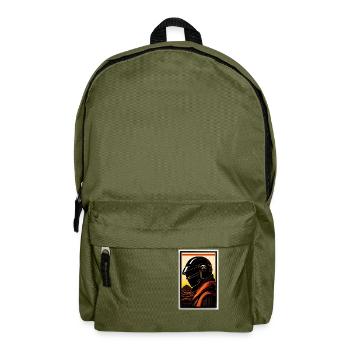 in the style of a woodblock print - Backpack - olive green - Front