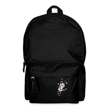 Fleur rose blanche - Sac à dos - noir - Devant