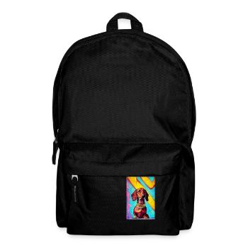 Modern Pop Art Print | Dachshund with Graffiti Colorful - Backpack - black - Front