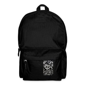 motif floral blanc sur fond noir. - Sac à dos - noir - Devant