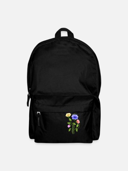 Blumen - Rucksack - Schwarz