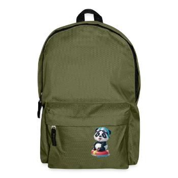 Pandas Schwimmabenteuer! - Rucksack - Olivgrün - Vorne