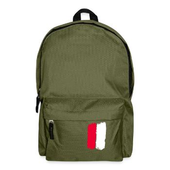 Ligne rouge et blanche au milieu - Sac à dos - vert olive - Devant