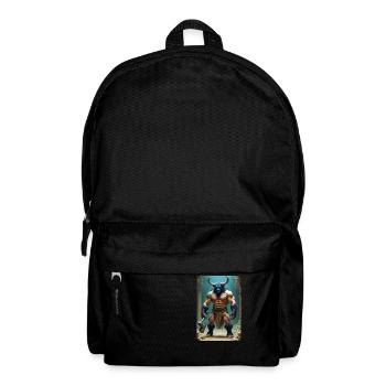 Minotaur, massive bull-headed warrior gripping axe - Backpack - black - Front