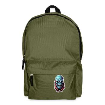 Alien Skull - Blue Monster - Backpack - olive green - Front