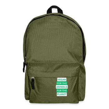 Veganer Stil mit Herz: Einzigartiges Design - Rucksack - Olivgrün - Vorne