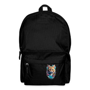 Katze und Blume Aquarell - Rucksack - Schwarz - Vorne