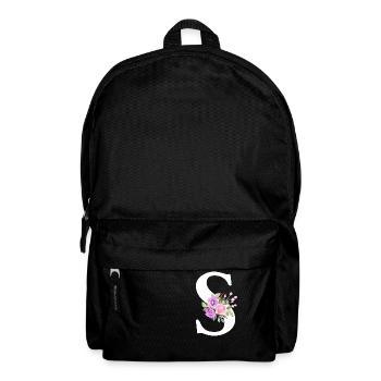 Purple Floral Letter S - Backpack - black - Front