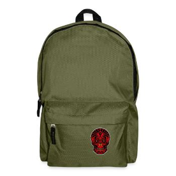 Stammesschädel Schwarz Rot Stammesschädel Stammes Tattoo - Rucksack - Olivgrün - Vorne