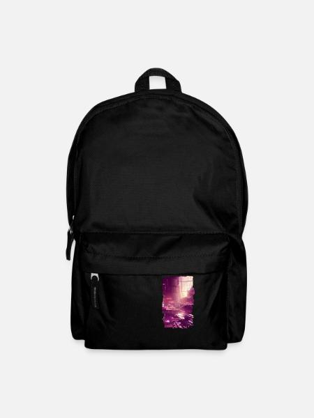 Purple futuristic city - Backpack - black
