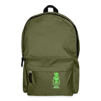 Neon Grün Roboter Zeichnung - Rucksack - Olivgrün - Vorne