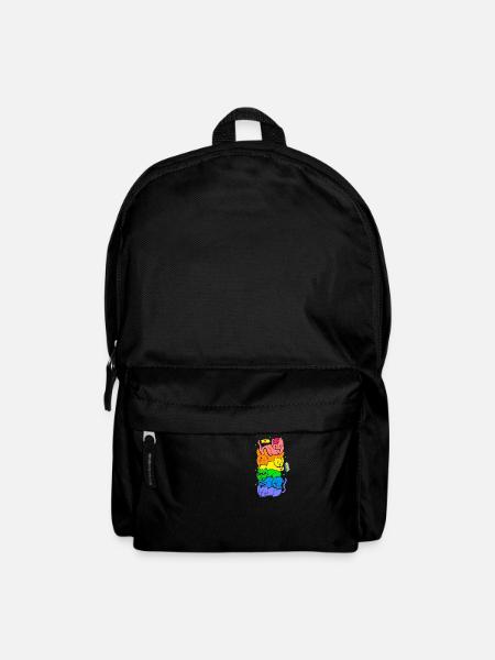 Cat Stack Rainbow Gay Pride Cute LGBT Animal Pet - Backpack - black