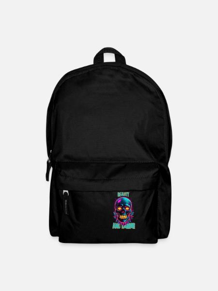 Bunter Totenkopf mit Federn - Rucksack - Schwarz