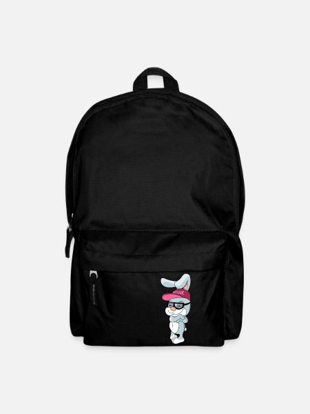 Cool bunny rabbit with cap and glasses - Backpack - black