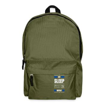manger dormir techno répéter l’idée cadeau fête en disant - Sac à dos - vert olive - Devant
