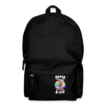 Peace And Love Cartoon Retro Skeleton - Backpack - black - Front