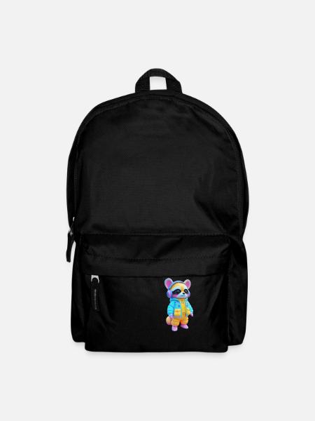 Waschbär mit Kopfhörern - Rucksack - Schwarz