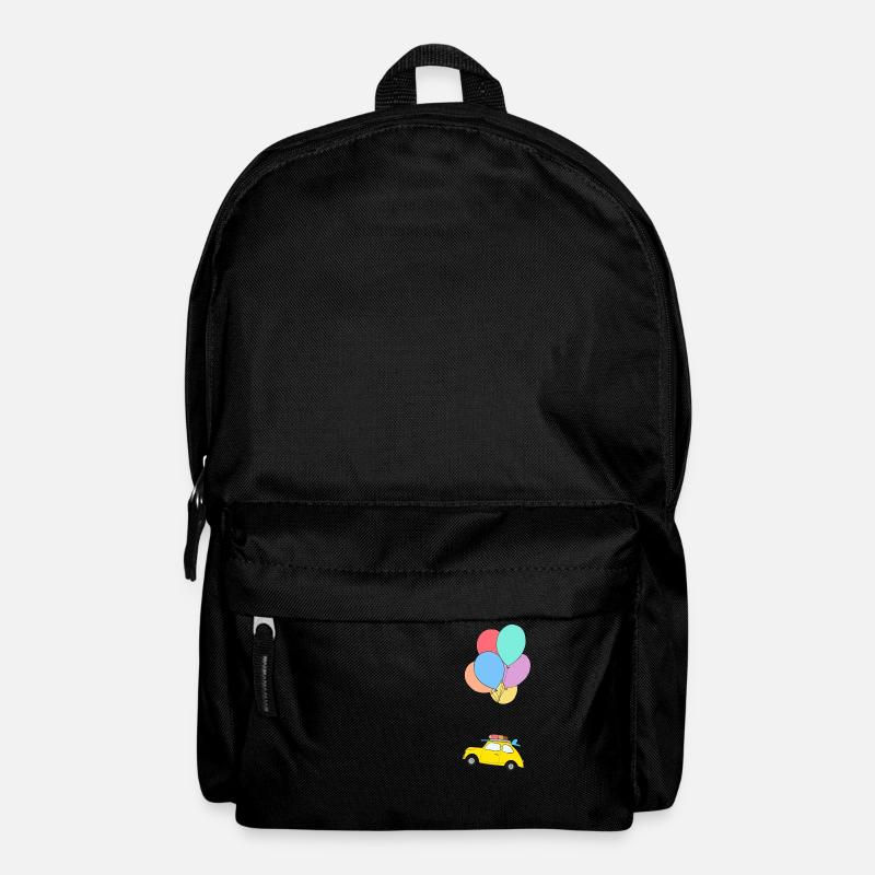Gelbes Auto mit bunten Luftballons - Rucksack - Schwarz