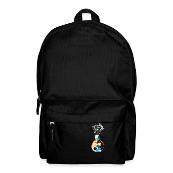 Une bouteille magique - Yin Yang - avec des fleurs - Sac à dos - noir - Devant
