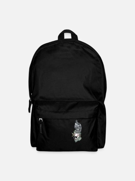 Eule auf Schädel // Illustration - Rucksack - Schwarz