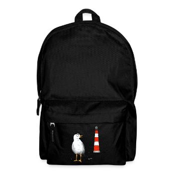 Seagull, lighthouse, sea - Backpack - black - Front