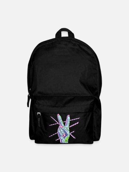Peace Zeichen Victory Symbol Frau - Rucksack - Schwarz