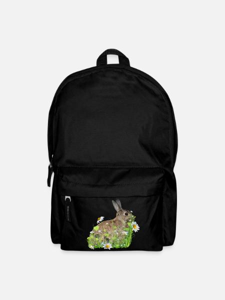 Hase weiße Blumen - Rucksack - Schwarz