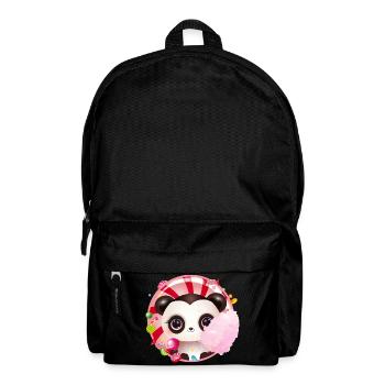 Mignon ours panda avec barbe à papa et bonbons - Sac à dos - noir - Devant