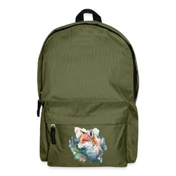 Fox Fox Head Nature Wilderness Forest Trees Mountains - Backpack - olive green - Front