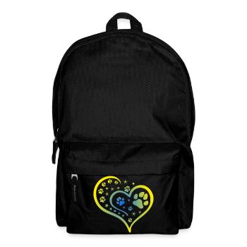 Buntes Herz mit Pfoten und Sternen - Rucksack - Schwarz - Vorne