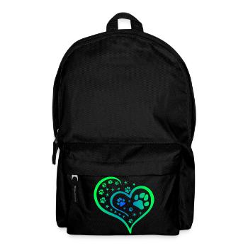 Buntes Herz mit Pfoten und Sternen - Rucksack - Schwarz - Vorne