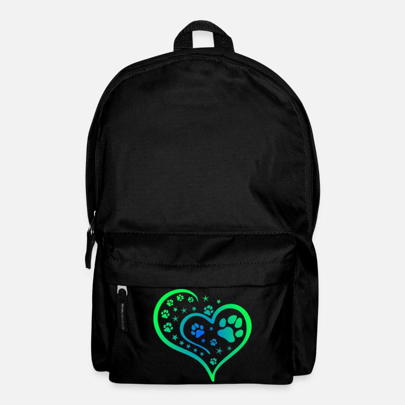 Buntes Herz mit Pfoten und Sternen - Rucksack - Schwarz