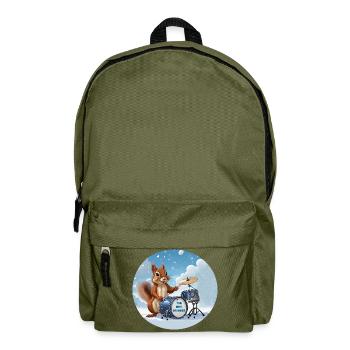 Squirrel plays drums in the snow - Backpack - olive green - Front